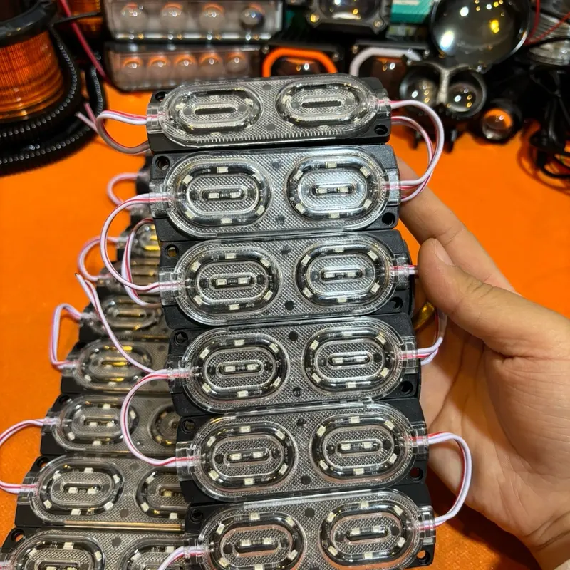 Combo 5-10 thanh đèn 12v và 24v led hai màu xanh dương-đỏ nhấp nháy trang trí xe 5