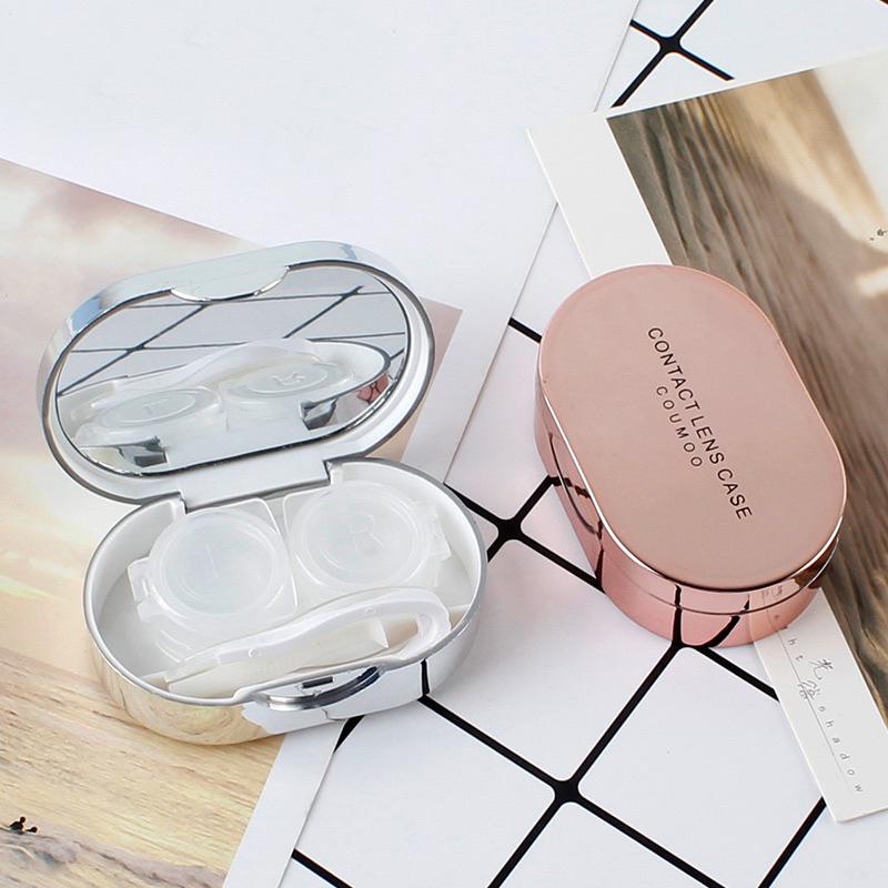 Khay Đựng Lens Tráng Gương Mini 2 Màu Bạc và Hồng Pastel