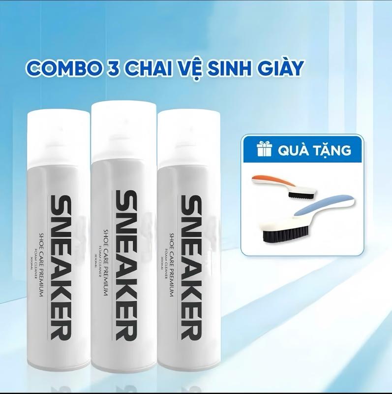 Combo 3 Chai Xịt Tạo Bọt Vệ Sinh Giày - Bình Xịt Tuyết Làm Sạch Trắng Giày Dép - Túi Xách - Ghế Sofa Mã 5 Chai Vệ Sinh Giày