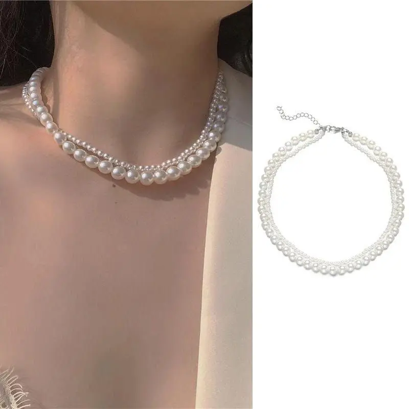 Kalung mutiara wanita double choker korean style 1