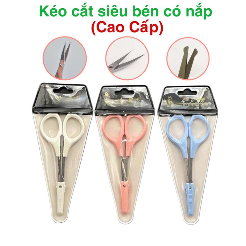 Kéo cắt có đầu bịt chuyên dùng cho cắt tỉa lông mi, lông mày bằng thép siêu bền an toàn