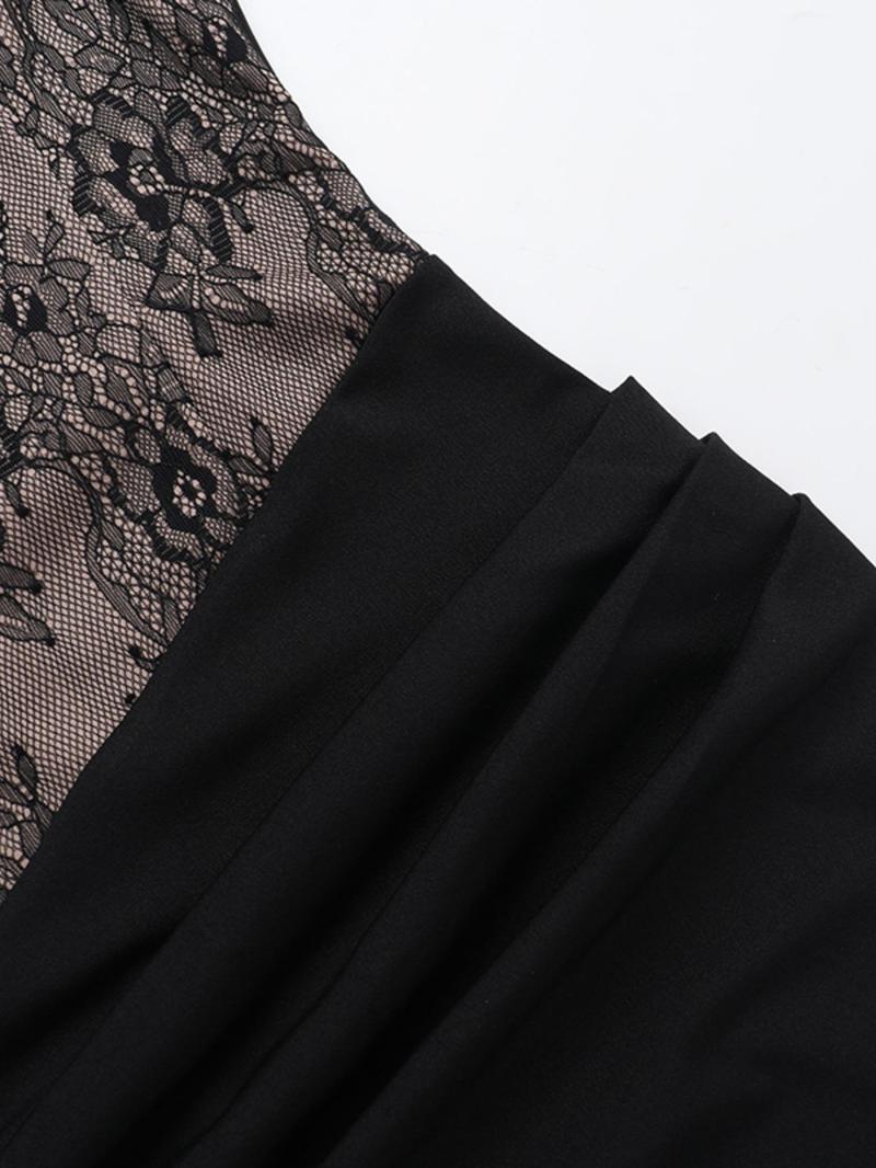 Product Introduction of Women's Split Thigh Halter Neck Lace Dress, Elegant Sleeveless Backless Evening Party Gown, Ladies Summer Clothes 7