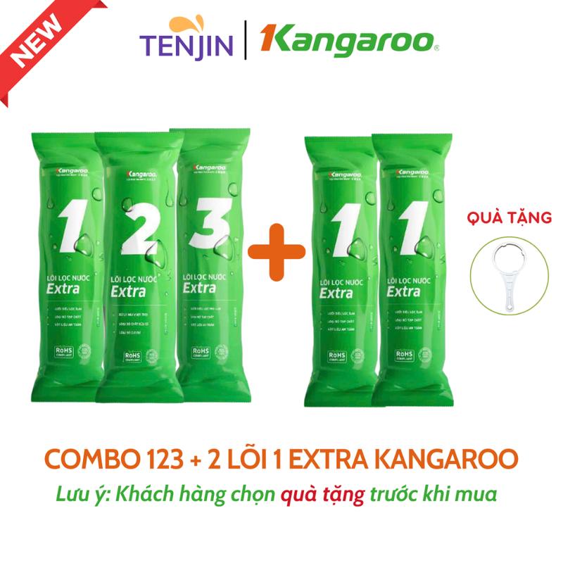 (TẶNG GÔNG) Combo Lõi Lọc Nước 123 KANGAROO Mẫu Mới Extra Thay Cho Máy Lọc Nước RO