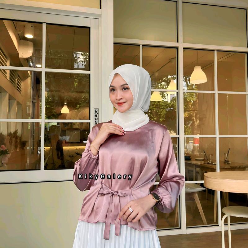 HAPPY ASMARA BLOUSE TALI SAMPING WANITA Atasan Top Baju Nyaman Panjang Satin Silk 1