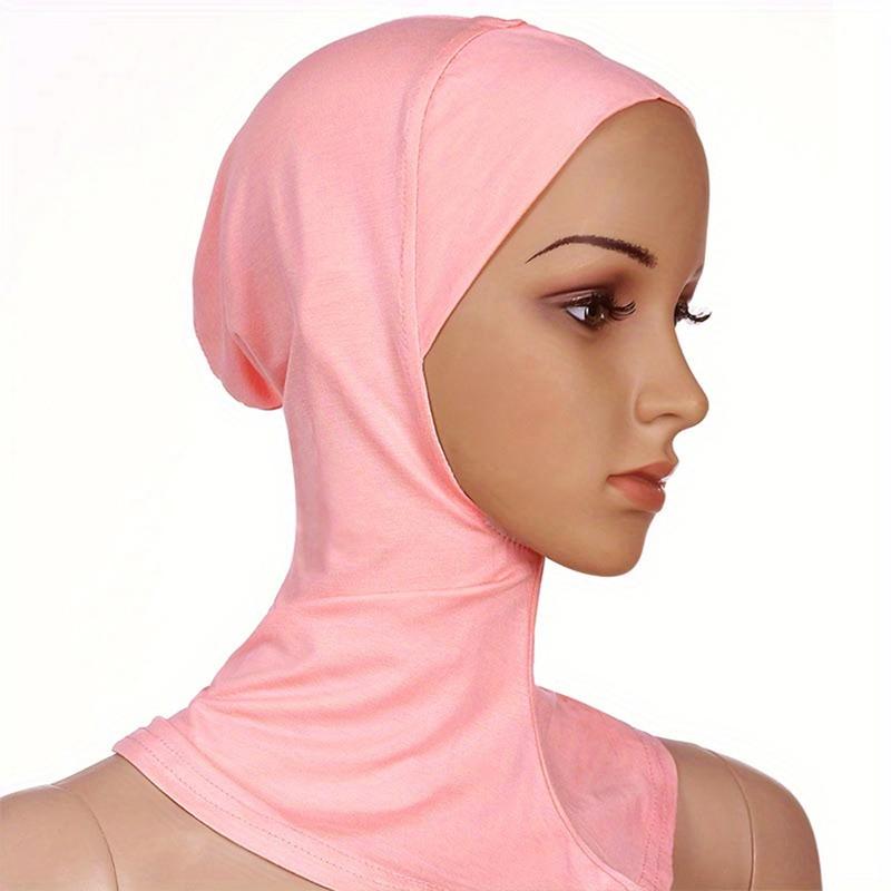 High Elastic Solid Color Muslim Full Cover Hijab Cap Islamic Underscarf Neck Head Bonnet Hat 7