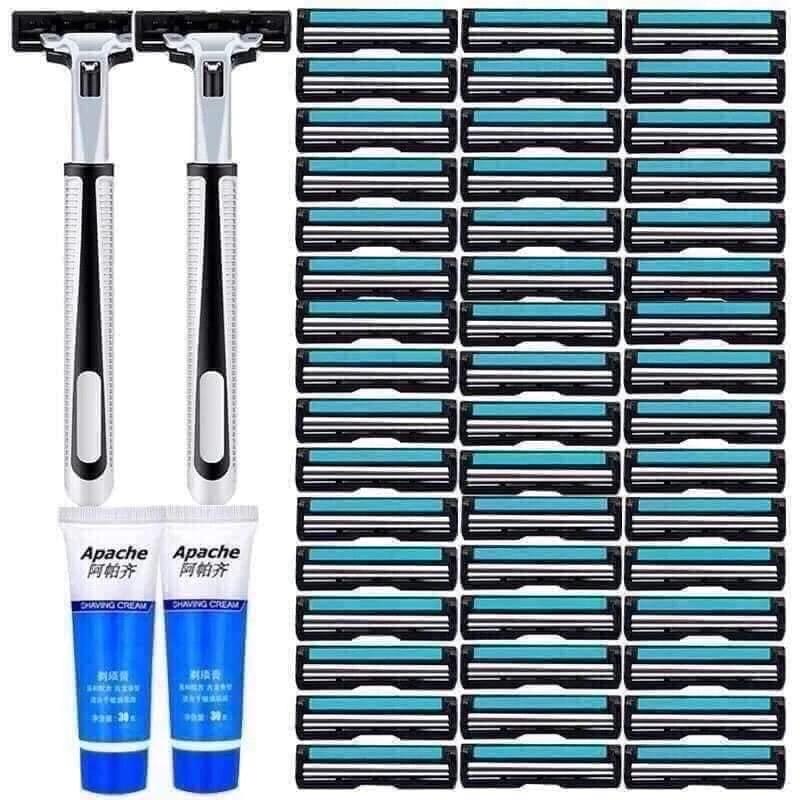 ￼Bộ dao cạo râu cho nam 72 lưỡi thay thế - Tặng 2 tuýp kem cạo râu