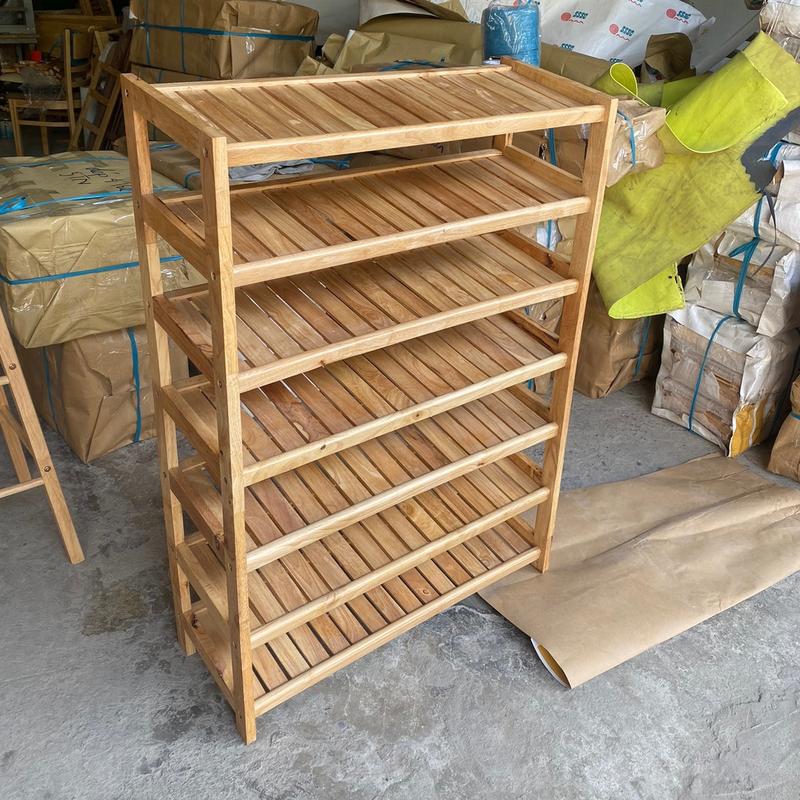  Kệ dép 7 tầng ngang 80 cm - gỗ cao su da năng tiện dụng 