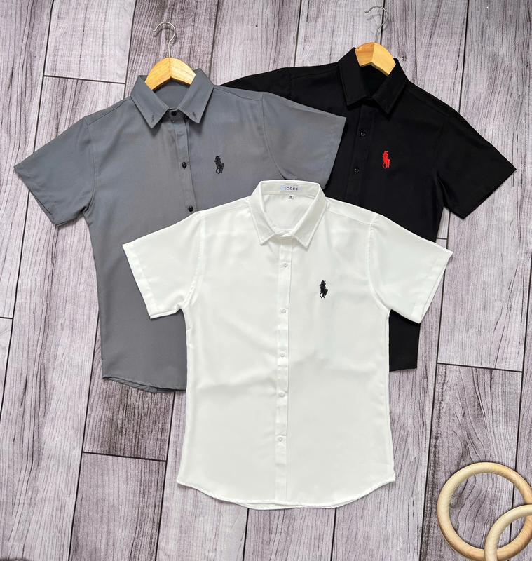 Áo sơ mi  nam tay ngắn thêu Ngựa thời trang mẫu mới, chất vải lụa mềm mịn Mỹ Mỹ Store  menswear shirt Có Cổ