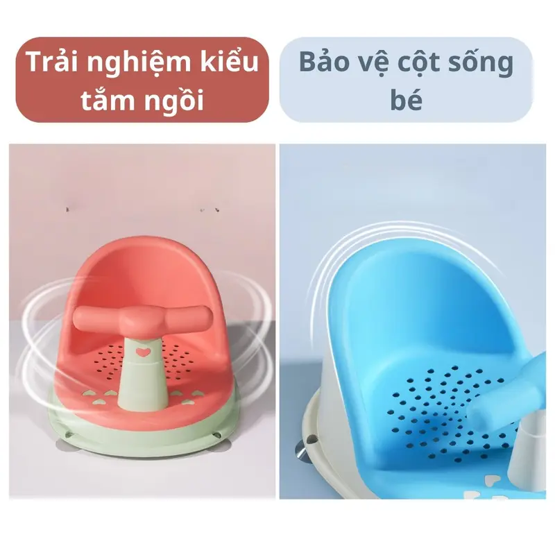 Ghế Ngồi Tắm Cho Bé Chống Trơn Trượt, Ghế Tập Ngồi Đa Năng Kèm Đế Hít, Bánh Xe 6