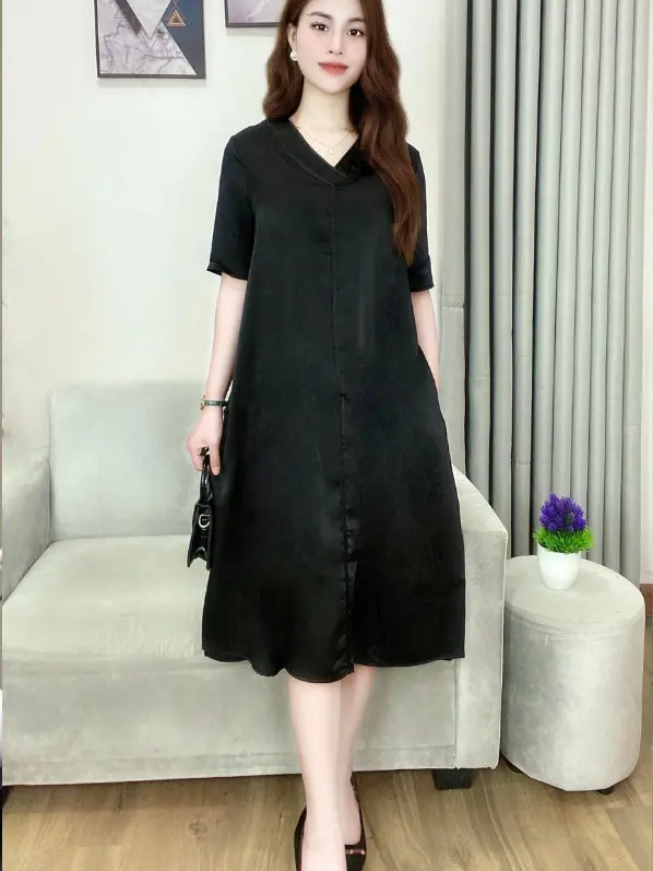 B39- Váy lụa trung niên che khuyết điểm cực tốt khi đi chơi , dự tiệc . Mã B39 Nữ Women
