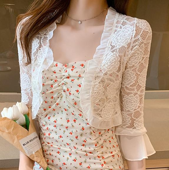   Hàng chuẩn loại 1  Áo khoác ren form lửng TAY LOE - đi làm - đi chơi - dạo phố 