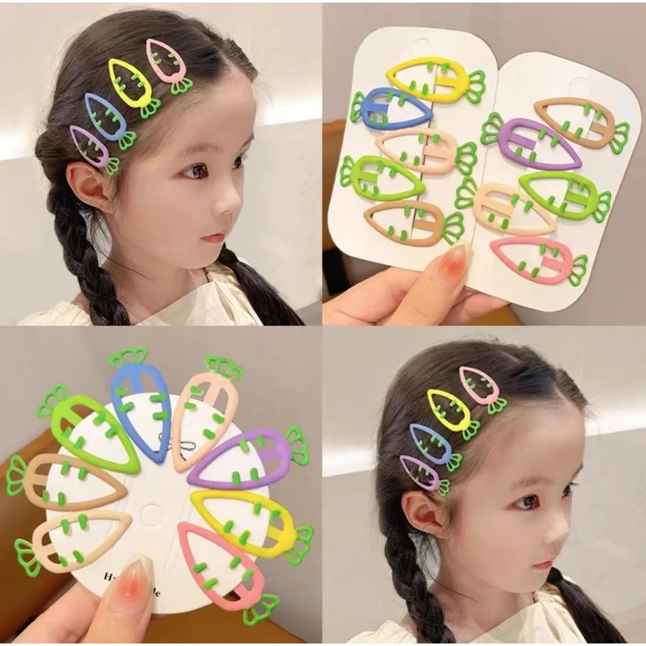 Ghim Cài Tóc Cà Rốt, Màu Pastel, Phụ Kiện Tóc Cho Bé Gái Và Phụ Nữ, Kẹp Tóc Mái, Dành Cho Phụ Nữ