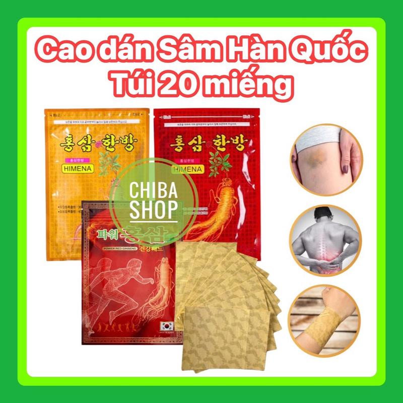  Cao dán hồng sâm Himena Hàn quốc gói 20 miếng-Hỗ trợ giảm đau nhứt Massage 