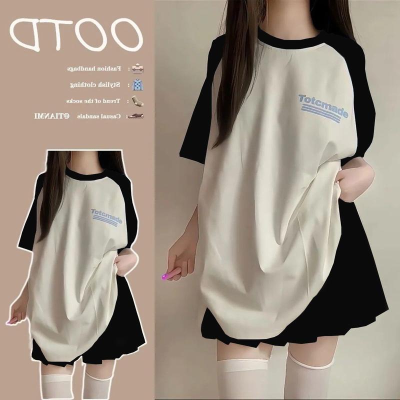 Bộ Đồ Cô Gái Dopamine, Phong Cách Muối, Phong Cách Preppy Thường Ngày Áo Phông ngắn Tay Áo, Váy Xếp Ly Bộ Hai Mảnh, Bộ Sưu Tập Người 15k, Năm 2025 yuki  đồ  bộ  phông  bạt yuki  đồ  bộ 1