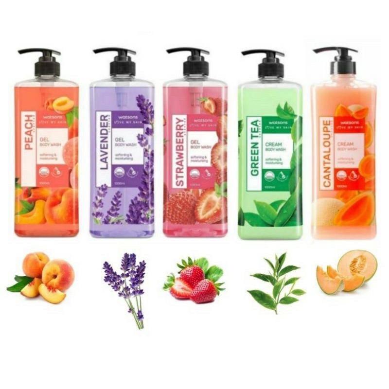ORIGINAL WATSONS Body Wash 1000ml [Lavender, Strawberry, Cantaloupe, Peach] Mandi Soap Kering Membersihkan Cair 0