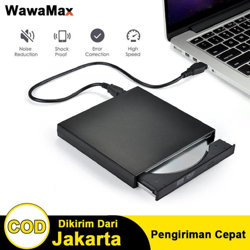 MQQ CD ROM Drive External DVD Drive Slim Portable Optical Drive Writer Burner Rewriter Untuk PC /laptop komputer black laptop  kabel 2