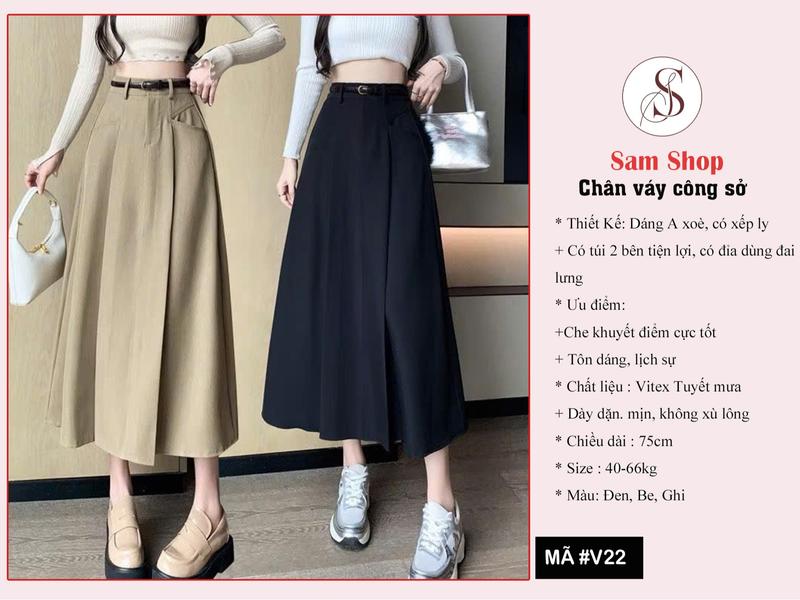 V22 : Chân váy xòe dáng dài phong cách Hàn Quốc 3