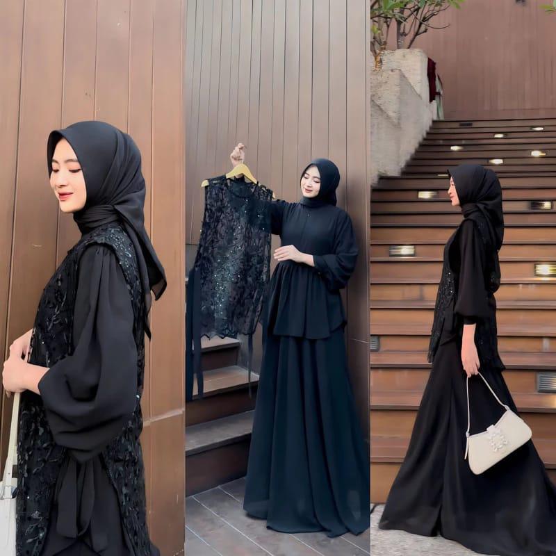 Product Introduction of SENJA DRESS SET INNER BUSUI + OUTER / Gamis Kondangan BAJU DEWASA MURAH TERBARU 2023 / Dress Pesta Bridesmaid Ceruty Muslim Wanita Lebaran Simple Mewah 28