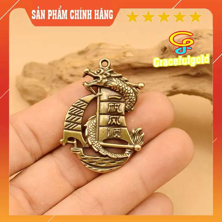 Thuận buồm xuôi gió, đồ chơi trang trí ngày tết, móc chìa khóa nhỏ gọn đẹp bằng đồng 4