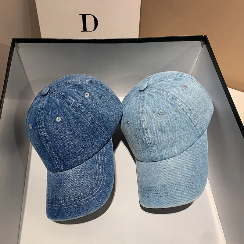 Mũ Bóng Chày Denim, Phong Cách Cổ Điển Màu Trơn Giặt Dễ Phối Đồ Thiết Kế Tối Giản Và Thanh Lịch, Mũ Lưỡi Trai, Thích Hợp Cho Nam Và Nữ, Mũ Chống Nắng Đường Phố, Làm Cho Khuôn Mặt Trông Nhỏ Hơn Hat Nón Women Cap