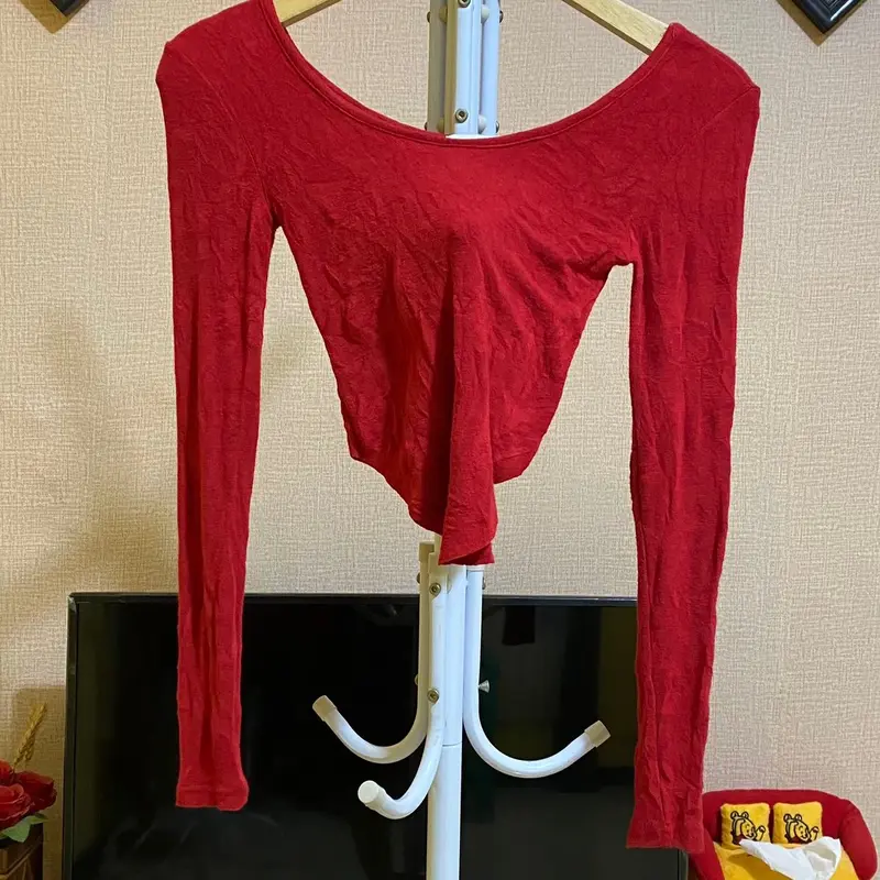 Crop top knit rajut kaos korean style Atasan Panjang 0