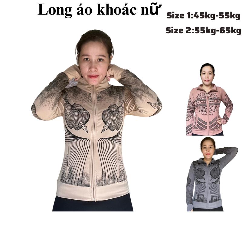 Áo khoác cổ nữ mặc choàng chống nắng 4 túi với khóa kéo vải tăm gân đẹp Top thời Trang Phục Sport Fish Jacket Women Voi Kem Nhung 6