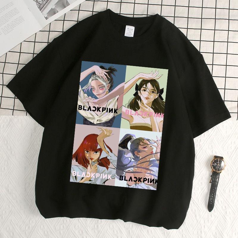 Quần Áo Cùng Nhập Khẩu BLACKPINK, Đội Nữ Hàn Quốc Màu Hồng Và Đen Lisa, Trang Phục Quảng Cáo Bài Hát-Hỗ Trợ, Áo Thun Ngắn Tay, Áo Thời Trang Nữ Top Women Cổ Tròn Cổ Tròn Umi 4