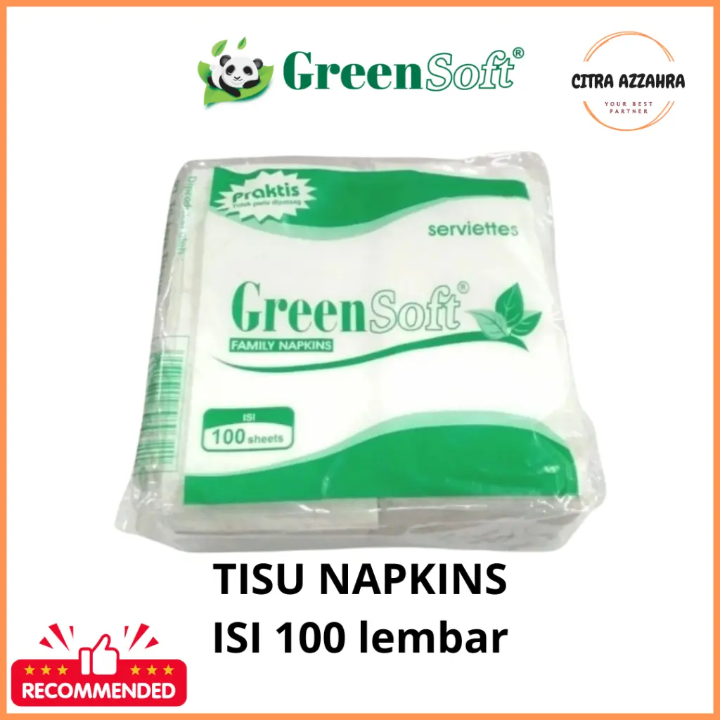 Tissue Potong Greensoft Family Napkin 100's Tisu Makan Belah Tisu  Putih prasmanan napkin tissue