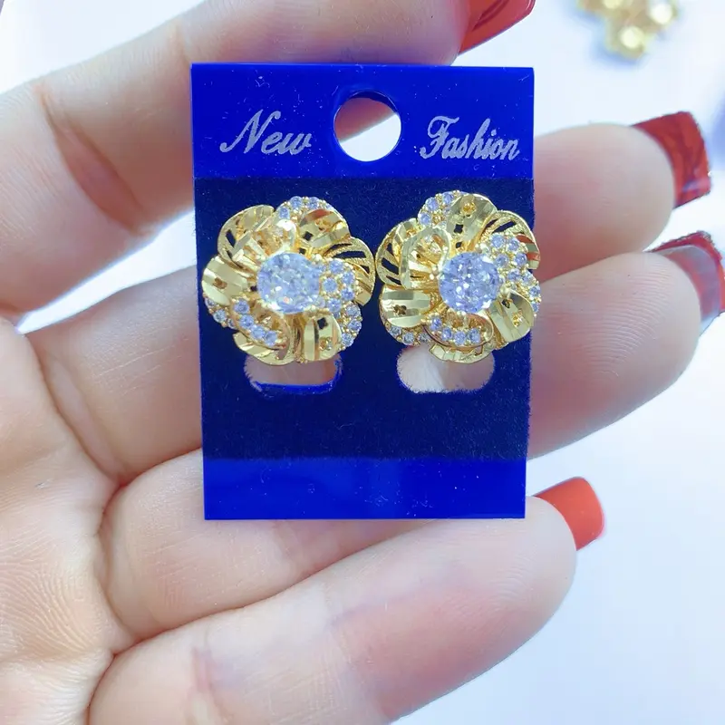 Com Bo kiềng cổ , hoa tai Nữ  mạ vàng 24k Kết Hợp Mặt Dây Chuyền Hoa mai Women 8