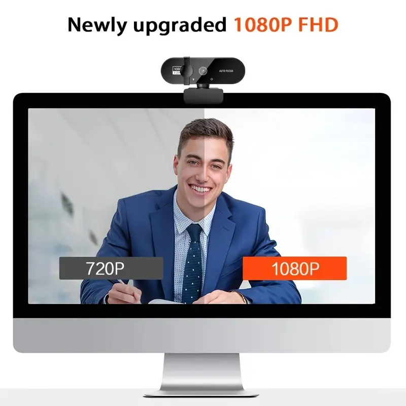 Full HD 1080P Webcam, Auto Focus Webcam with Microphone, USB Web Camera for Video Calling, Compatible with Skype, Zoom, FaceTime, Hangouts, PC/MAC/Laptop/Macbook/Tablet 3