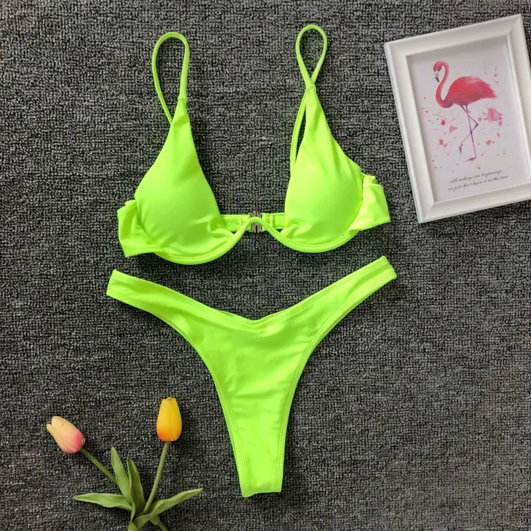 Đồ Bơi Có Gọng Màu Trơn Cho Nữ, Đồ Bơi Có Đẩy Lên Ngực Thấp, Bikini Hai Mảnh 1