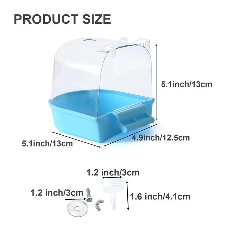 Product Introduction of for Medium and Small Parrots Hanging Bird Bath for Cage No-Leakage Large Size Bathtub Tube Transparent Cage Accessory 17