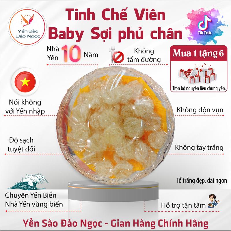 Tổ Yến Viên Baby Sợi Phủ Chân - Yến Biển - Thương Hiệu Yến Sào từ  Yến Sào Đảo Ngọc Food Chuyên Yến Biển - Thu Hoạch Hằng Tháng - Du Mục - yến sào - yến sào hữu cơ