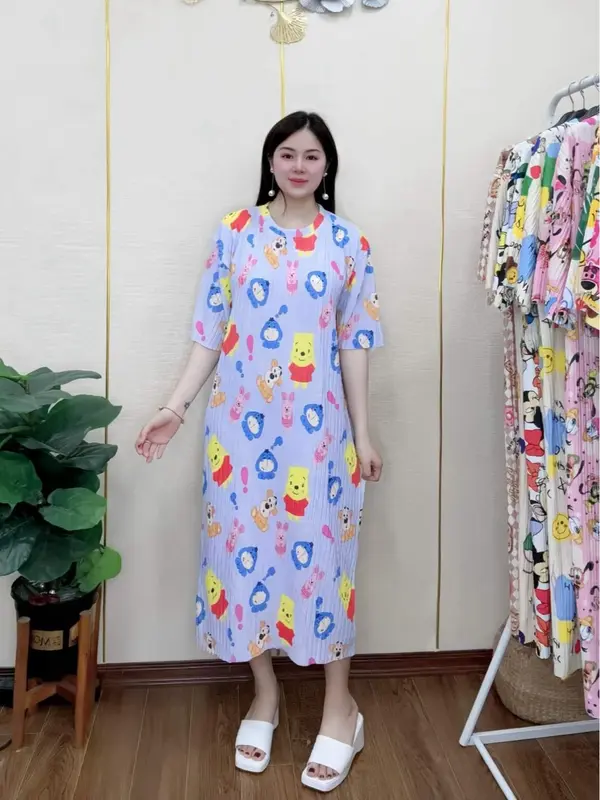 Đầm Suông Vải Xốp Nhật Nhiều Hình Dễ Thương Co Giãn Thoáng Mát Thoải Mái (FreeSize 50-80Kg) 7