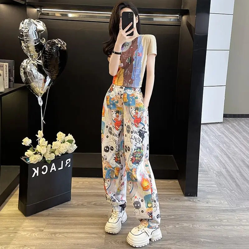 Bộ Thời Trang Châu Âu Cho Nữ, Bộ Hai Mảnh Áo ngắn Tay Sành Điệu Và Trẻ Trung, Quần Ống Rộng Cạp Cao, Hàng Mới Về Mùa Hè 2025, Được Thu Thập Bởi 1175 Người, Hợp Xu hướng