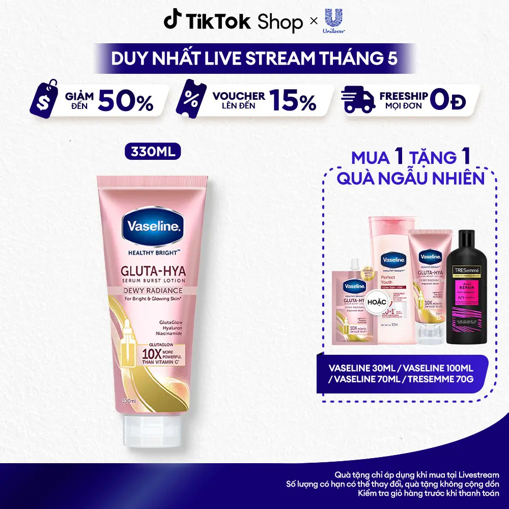 Sữa Dưỡng Da Body Ban Đêm Vaseline Gluta-Hya Hỗ Trợ Dưỡng Da Chuyên Sâu Nữ 330ML [1]
