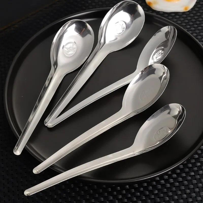 Product Introduction of 1/5Pcs Stainless Steel Flat Bottom Soup Spoons Silver Color Polished Home Kitchen Tableware Food Rice Dessert Spoon Household Supplie 24