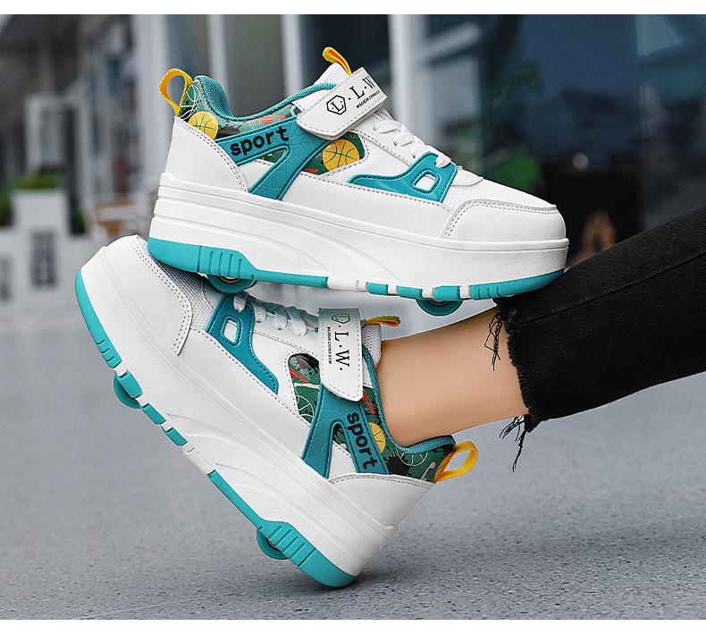 Product Introduction of In Stock Children's Heelys Shoes Roller Skates New Style Heelys Shoes Boys Invisible Student Roller Shoes Adults Walkable Slidable Casual Shoes Breathable Mesh Girls 24