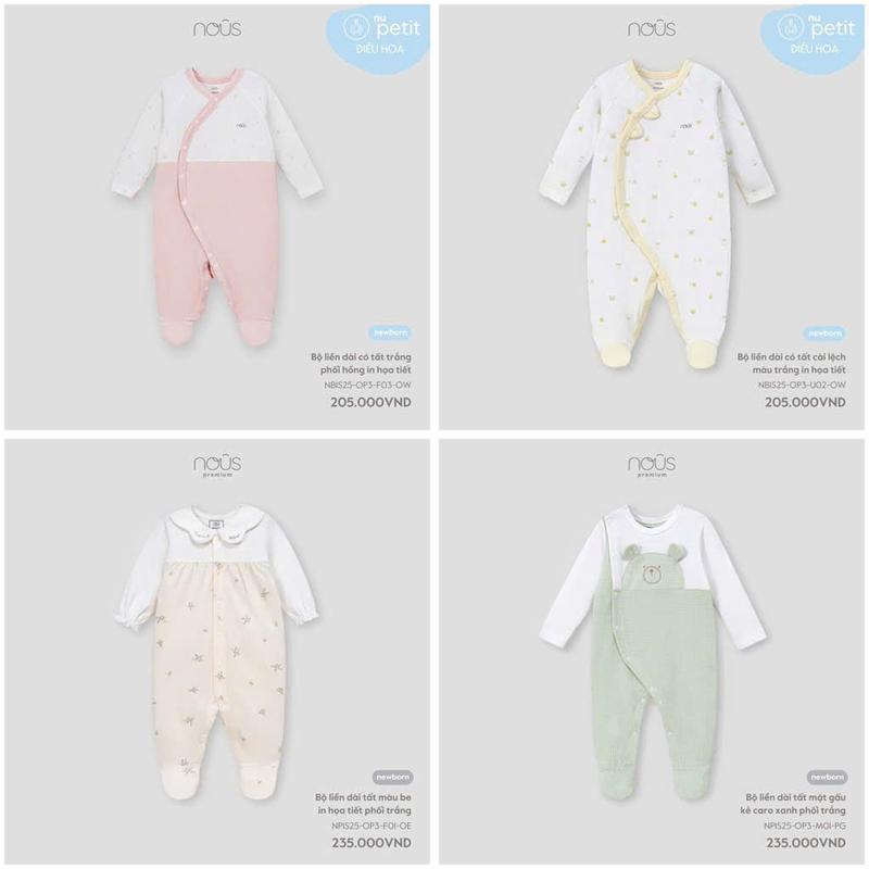 [ Nous ] Bộ liền thân Body Nous dài tay cho bé trai bé gái Voi bodysuit tất