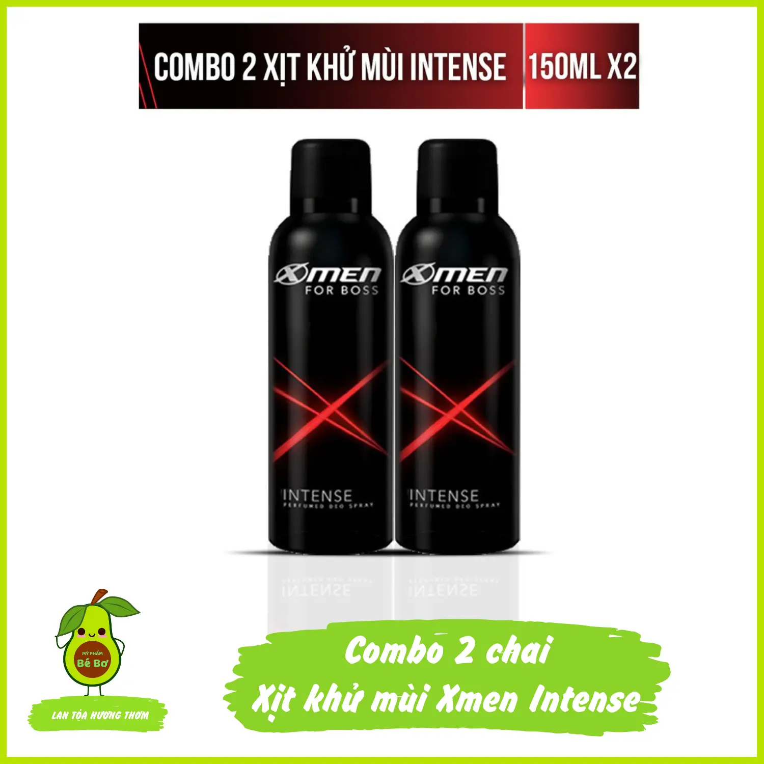 Combo 2 chai xịt khử mùi Xmen Intense - Bộ 2 chai xịt ngăn mùi X-Men đỏ hương nước hoa nam kháng khuẩn ngăn đổ mồ hôi nách Khử Mùi Hôi