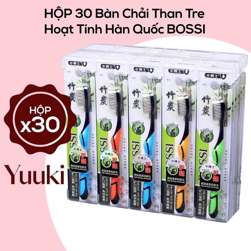 Set 30 Chiếc Bàn Chải Đánh Răng Hàn Quốc Lông Mềm BOSSI , Bàn Chải Than Tre Than Hoạt Tính