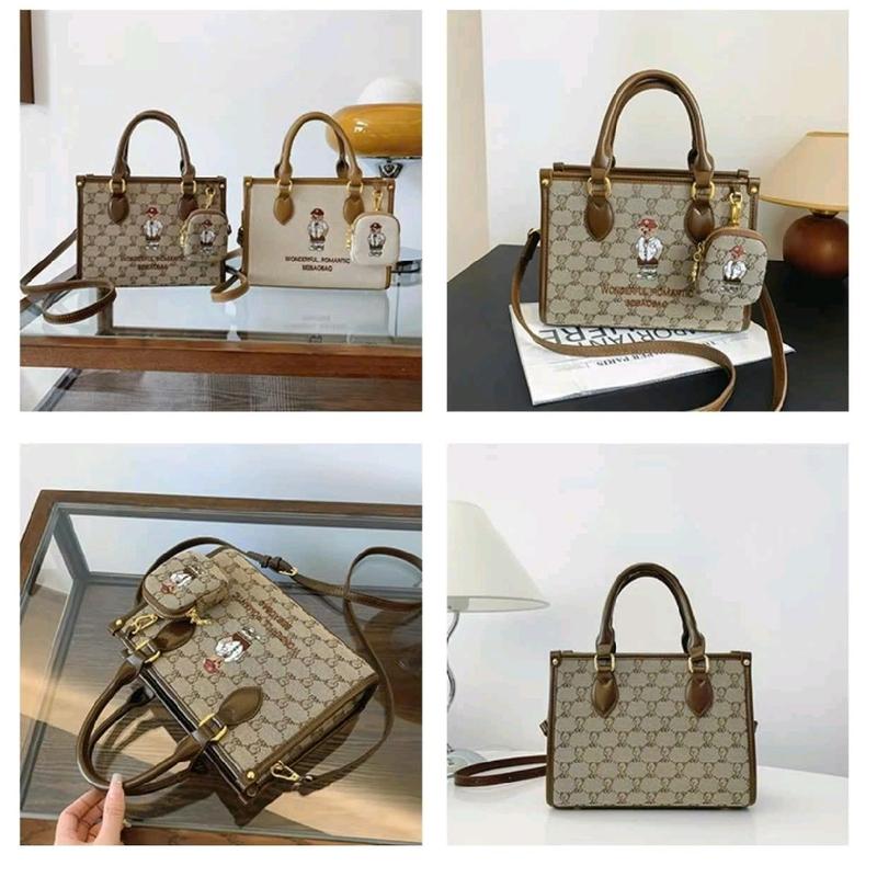 Túi Xách Nữ Túi Công Sở Cầm Tay Túi Đeo Vai Đeo Chéo Hoạt Tiết Gấu Size 25 - T56 Bag Da Nhung