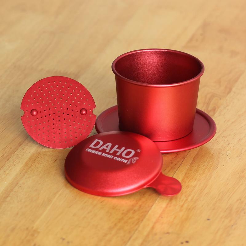 Bộ phin nhôm đỏ DAHO cao cấp phủ cát sang trọng chống trầy công nghệ Anodizing chuyên dụng pha cà phê nguyên chất 4