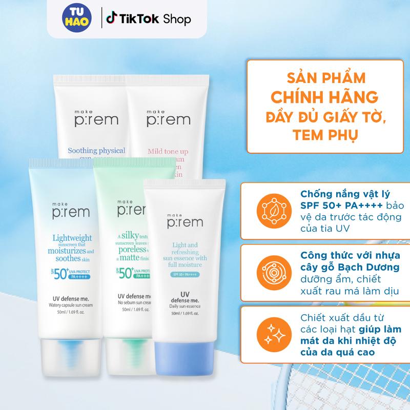 Kem Chống Nắng Vật Lý Make Prem UV Sun Cream Make P:rem SPF 50+ PA++++ 70ml Sunscreen Dưỡng Body