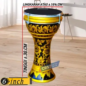 Dumbuk Pinggang Mini 6 inch Gold Hitam Mika Hitam