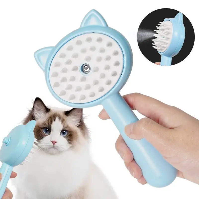 Multifunctional Spray Cat Brush, Rechargeable Cat Steamy Brush for Shedding, Pet Misting Massage Comb with Water Tank