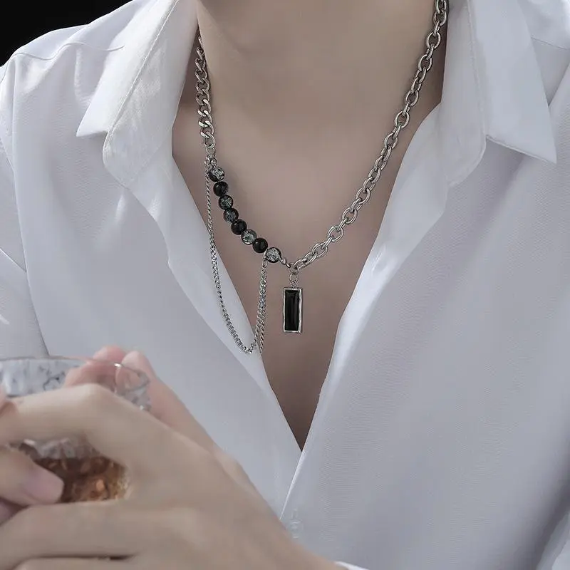 Vòng cổ Màu bạc nhiều lớp, unisex, Y2k, Hip Hop Titan Chain Jewelry Trang Sức Dây Chuyền Nữ 3