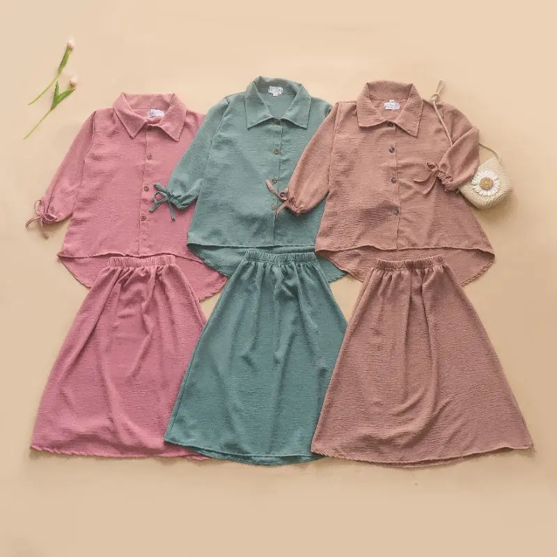 ONE SET SAVANA 1 - 10 TAHUN KEMEJA OVERSIZE MIX ROK / SETELAN ROK ANAK PEREMPUAN CRINCLE PREMIUM 7