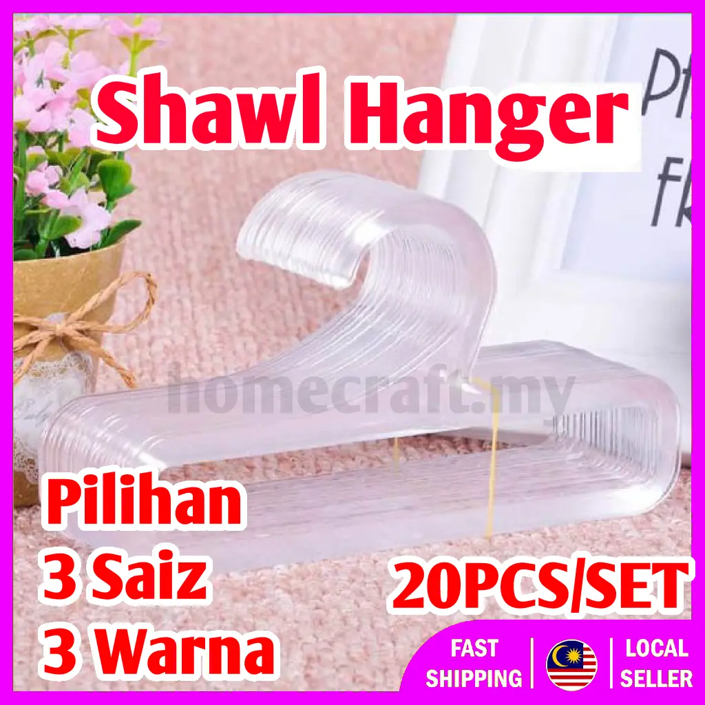 20 PCS Hanger Tudung Bawal Transparent Shawl Scarf Tie Hanger Tudung Penyangkut Atau Klip Tudung/Klip Dagu Supplies White