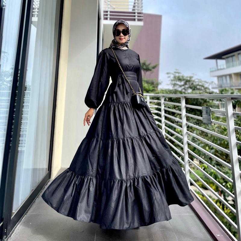 DRESS NABILLA BY HAURA DRESS KATUN Wanita Toyobo Karet Casual Busui Balon 2